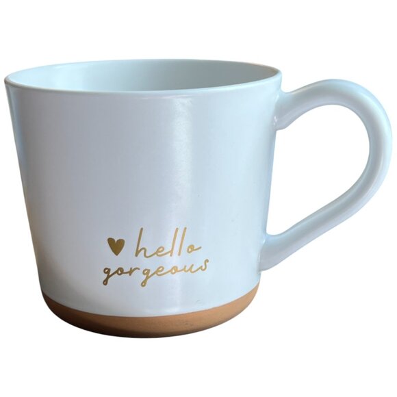 NWT! Threshold 2024 “Hello Gorgeous” White & Gold Mug – Stoneware I Chic I 15 oz - Picture 3 of 9